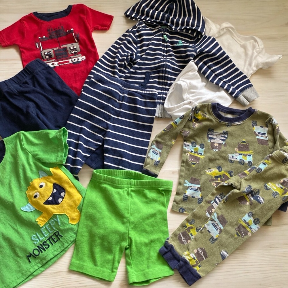 Kids Clothing bundle  two pair pajamas hoodie set & top bottoms
